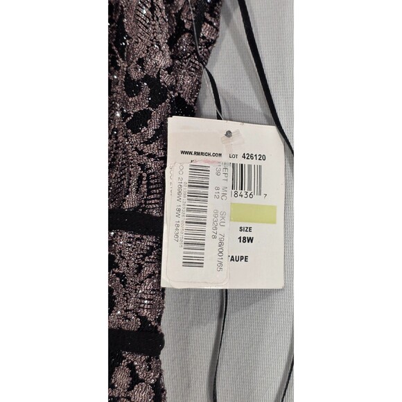 Nightway Lace Mermaid Gown Long Formal Dress Metallic Black MOB Glam Party 18W - Picture 4 of 16